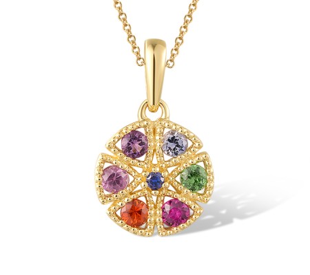 14KY Pendant Amethyst,Blue Sapphire,Green Garnet,Orange Sapphire,Pink Sapphire,Ruby (P320270MUL14KY)