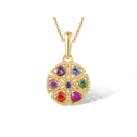 14KY Pendant Amethyst,Blue Sapphire,Green Garnet,Orange Sapphire,Pink Sapphire,Ruby (P320270MUL14KY)