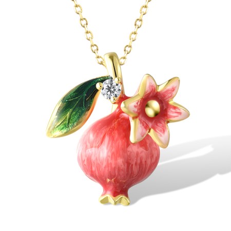 Sterling Silver w/ Yellow Plating Pendant Enamel,White Cubic Zirconia without chain (P320344ENASY925)