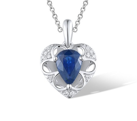 14KW Pendant Blue Sapphire,Diamond (P320402SAP14KW)