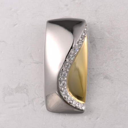 Sterling Silver w/ Ionic Yellow Plating Pendant White Cubic Zirconia without chain (P320486WCZSP925)