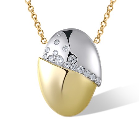 Sterling Silver w/ Ionic Yellow Plating Pendant White Cubic Zirconia without chain (P320487WCZSP925)