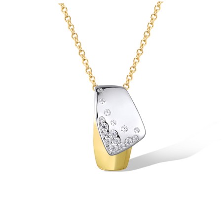 Sterling Silver w/ Ionic Yellow Plating Pendant White Cubic Zirconia without chain (P320489WCZSP925)