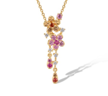 14KY Pendant Pink Sapphire,Ruby,Yellow Sapphire,Diamond,Orange Sapphire (P320492MUL14KY)
