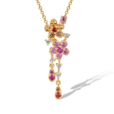 14KY Pendant Pink Sapphire,Ruby,Yellow Sapphire,Diamond,Orange Sapphire (P320492MUL14KY)
