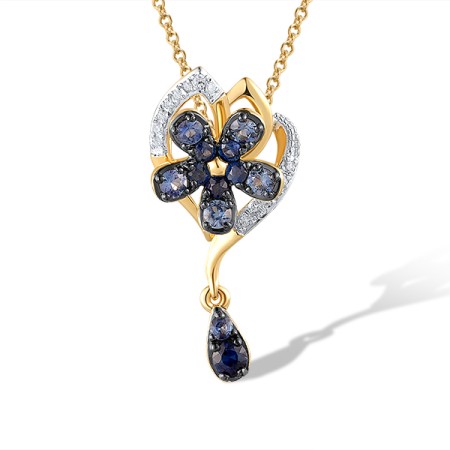 14KYWB Pendant Diamond,Blue Sapphire (P320503SAP14KYWB)