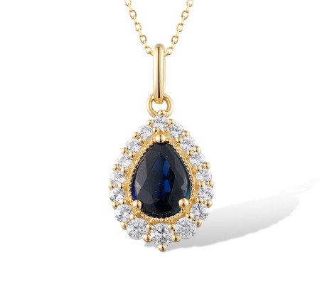 14KYW  Blue Sapphire,White Sapphire Pendant (P320507SWS14KYW)