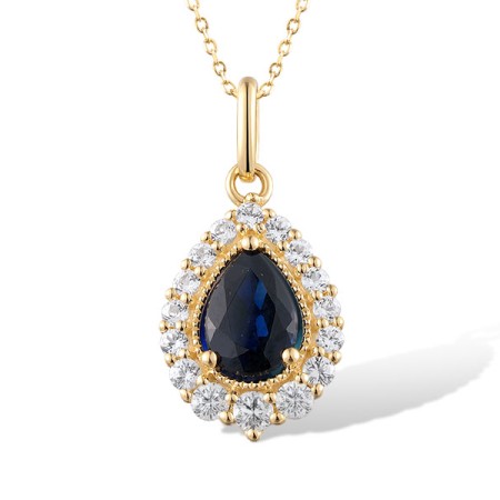 14KYW  Blue Sapphire,White Sapphire Pendant (P320507SWS14KYW)