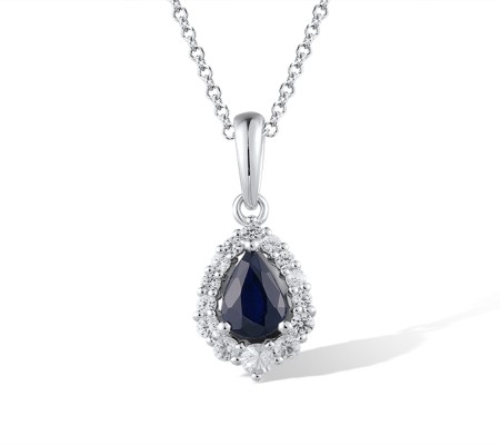14KW Pendant Blue Sapphire,White Sapphire (P320508SWS14KW)