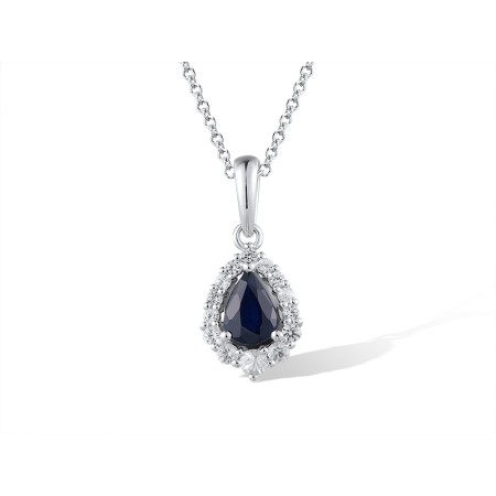 14KW Pendant Blue Sapphire,White Sapphire (P320508SWS14KW)