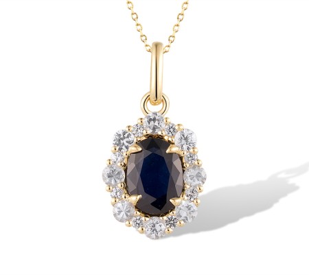 14KY Pendant Blue Sapphire,White Sapphire (P320509SWS14KY)