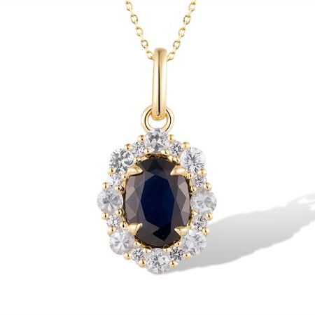 14KY Pendant Blue Sapphire,White Sapphire (P320509SWS14KY)