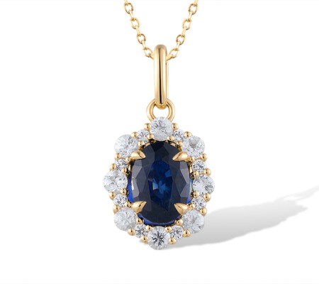 14KYW Pendant Blue Sapphire,White Sapphire without chain (P320509SWS14KYW)