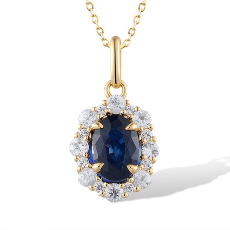 14KYW Pendant Blue Sapphire,White Sapphire without chain (P320509SWS14KYW)
