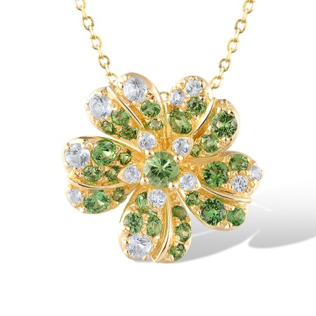 14KY Pendant Green Garnet,White Sapphire (P320513GGW14KY)