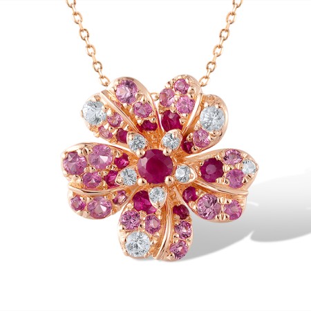 14KR Pendant Pink Sapphire,Ruby,White Sapphire (P320513PRWS14KR)