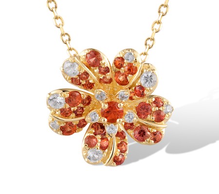 14KY Pendant Orange Sapphire,White Sapphire (P320513SOW14KY)