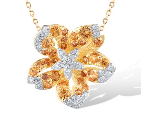 14KYW Pendant Diamond,White Sapphire,Yellow Sapphire (P320514WSY14KYW)