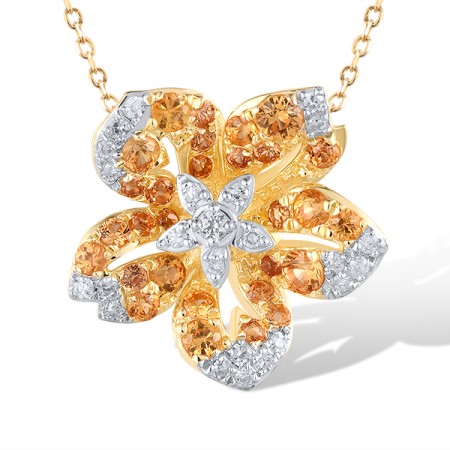 14KYW Pendant Diamond,White Sapphire,Yellow Sapphire (P320514WSY14KYW)
