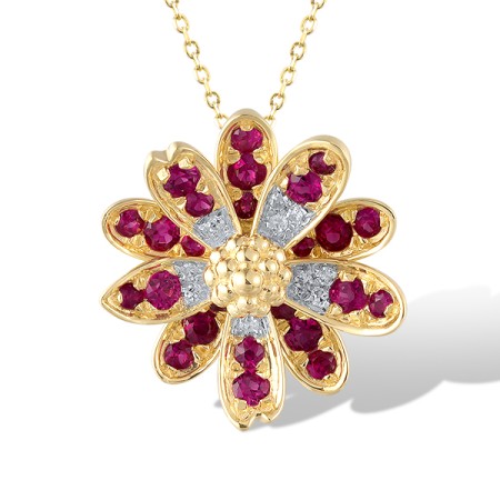 14KYW Pendant Diamond,Ruby (P320515RUY14KYW)