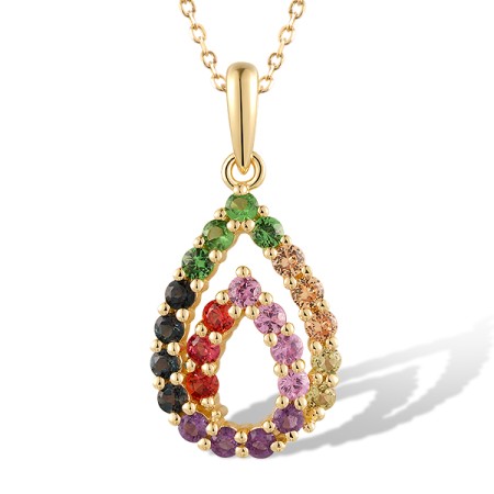 14KY Pendant Orange Sapphire,Peridot,Pink Sapphire,Yellow Sapphire,Amethyst,Green Garnet,London Blue Topaz (P320649MUL14KY)