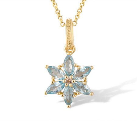 14KY Pendant White Topaz,Blue Topaz (Swiss Blue) (P320666BWT14KY)