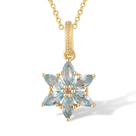 14KY Pendant White Topaz,Blue Topaz (Swiss Blue) (P320666BWT14KY)