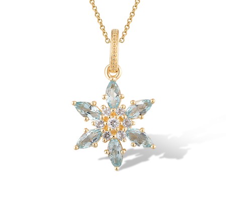 14KY Pendant Blue Topaz (Swiss Blue),White Topaz (P320667BWT14KY)