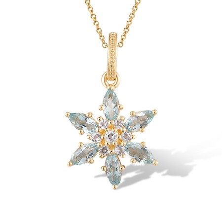 14KY Pendant Blue Topaz (Swiss Blue),White Topaz (P320667BWT14KY)