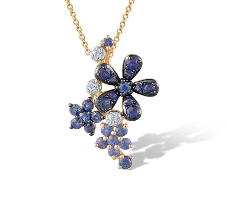 14KYWB Pendant Blue Sapphire,Diamond (P320683SAP14KYWB)