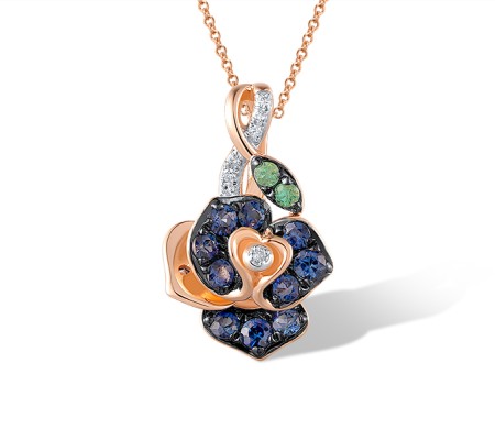 14KRWB Pendant Blue Sapphire,Diamond,Emerald (P320686EMS14KRWB)