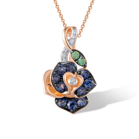14KRWB Pendant Blue Sapphire,Diamond,Emerald (P320686EMS14KRWB)