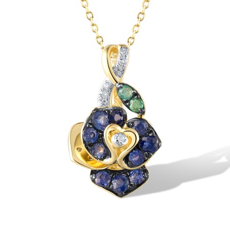 14KYWB Pendant Blue Sapphire,Diamond,Emerald (P320686EMS14KYWB)