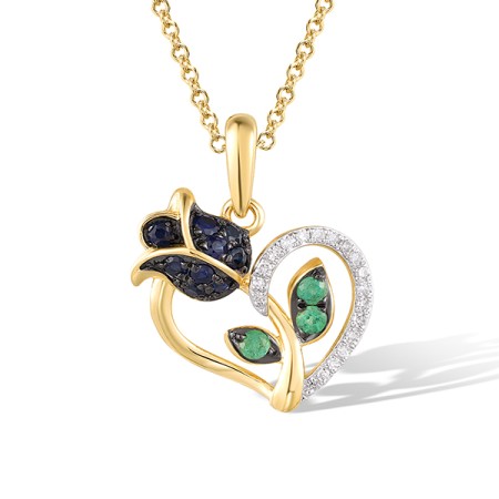 14KYWB Pendant Blue Sapphire,Diamond,Emerald (P320699EMS14KYWB)