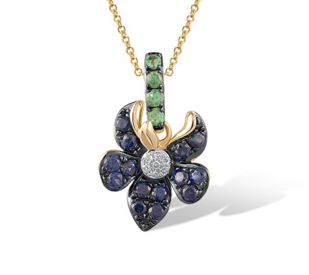 14KYWB Pendant Diamond,Emerald,Blue Sapphire (P320700EMS14KYWB)