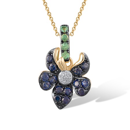 14KYWB Pendant Diamond,Emerald,Blue Sapphire (P320700EMS14KYWB)