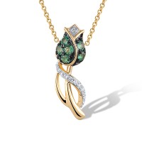 14KYWB Pendant Diamond,Emerald (P320704EMR14KYWB)