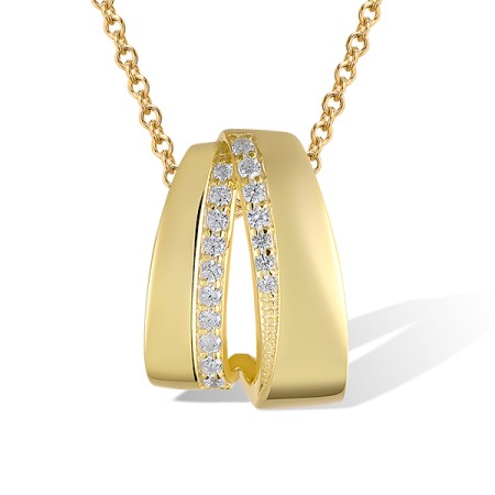 Sterling Silver w/ Yellow Plating Pendant White Cubic Zirconia without chain (P320710WCZSY925)