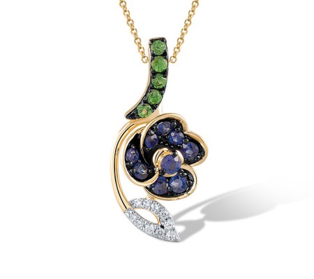 14KYWB Pendant Blue Sapphire,Diamond,Green Garnet (P320730GGS14KYWB)
