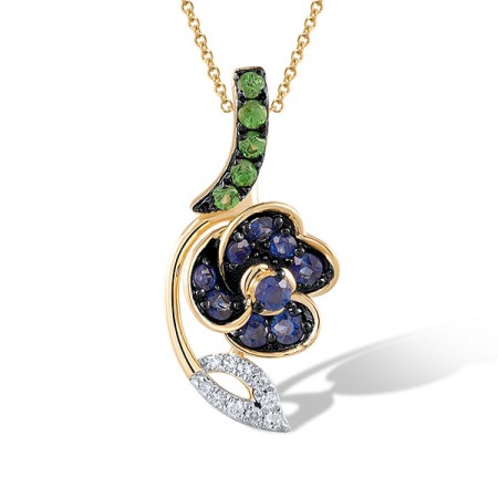 14KYWB Pendant Blue Sapphire,Diamond,Green Garnet (P320730GGS14KYWB)
