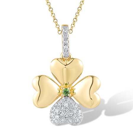 14KYW Pendant Diamond,Green Garnet without chain (P320742GNG14KYW)
