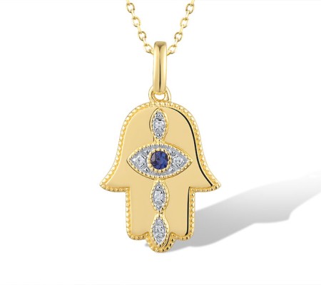 14KYW Pendant Blue Sapphire,Diamond without chain (P320749SAP14KYW)