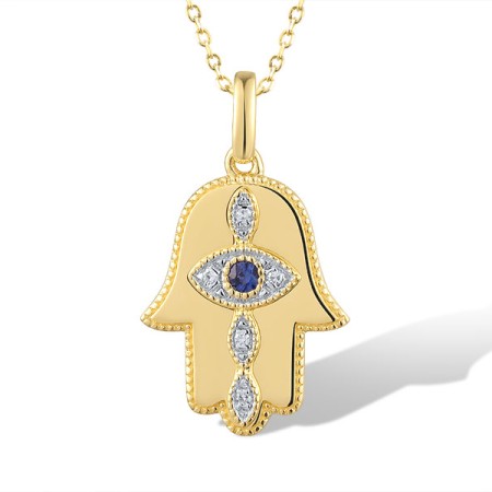 14KYW Pendant Blue Sapphire,Diamond without chain (P320749SAP14KYW)