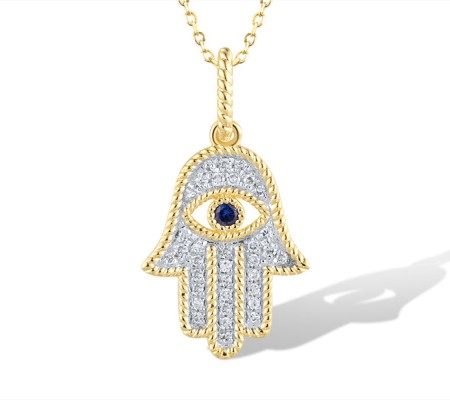 14KYW Pendant Blue Sapphire,Diamond without chain (P320750SAP14KYW)