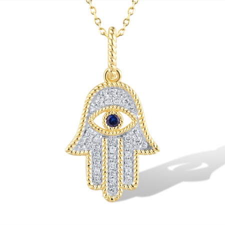 14KYW Pendant Blue Sapphire,Diamond without chain (P320750SAP14KYW)
