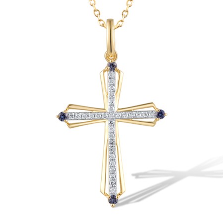 14KYW Pendant Blue Sapphire,Diamond (P320754SAP14KYW)