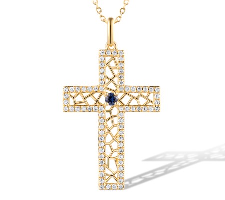 14KY Pendant Blue Sapphire,Diamond (P320756SAP14KY)