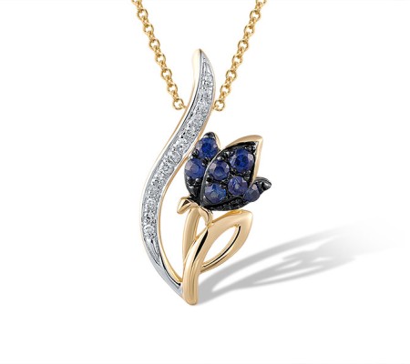 14KYWB Pendant Blue Sapphire,Diamond (P320867SAP14KYWB)
