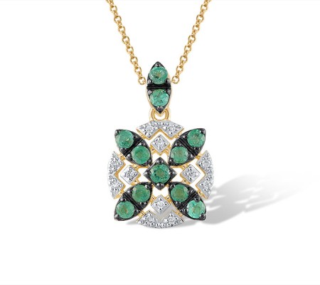 14KYWB Pendant Diamond,Emerald (P320930EMR14KYWB)