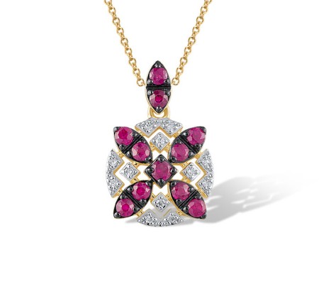 14KYWB Pendant Ruby,Diamond (P320930RUY14KYWB)
